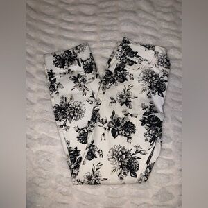 White House Black Market Monochrome Floral Pants